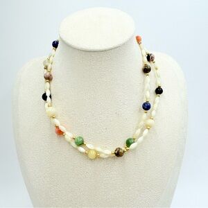 Vintage Multicolor Beaded Mother of
Pearl Necklace